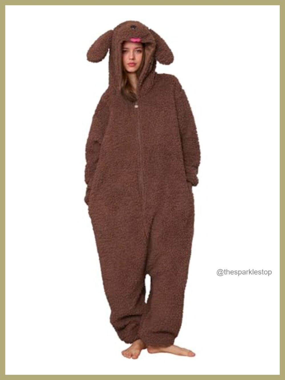 Unisex Poodle Dog Sherpa Onesie Pajama Costume Adult Halloween